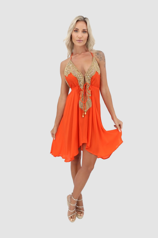 JSQUAD Orange Short Dress