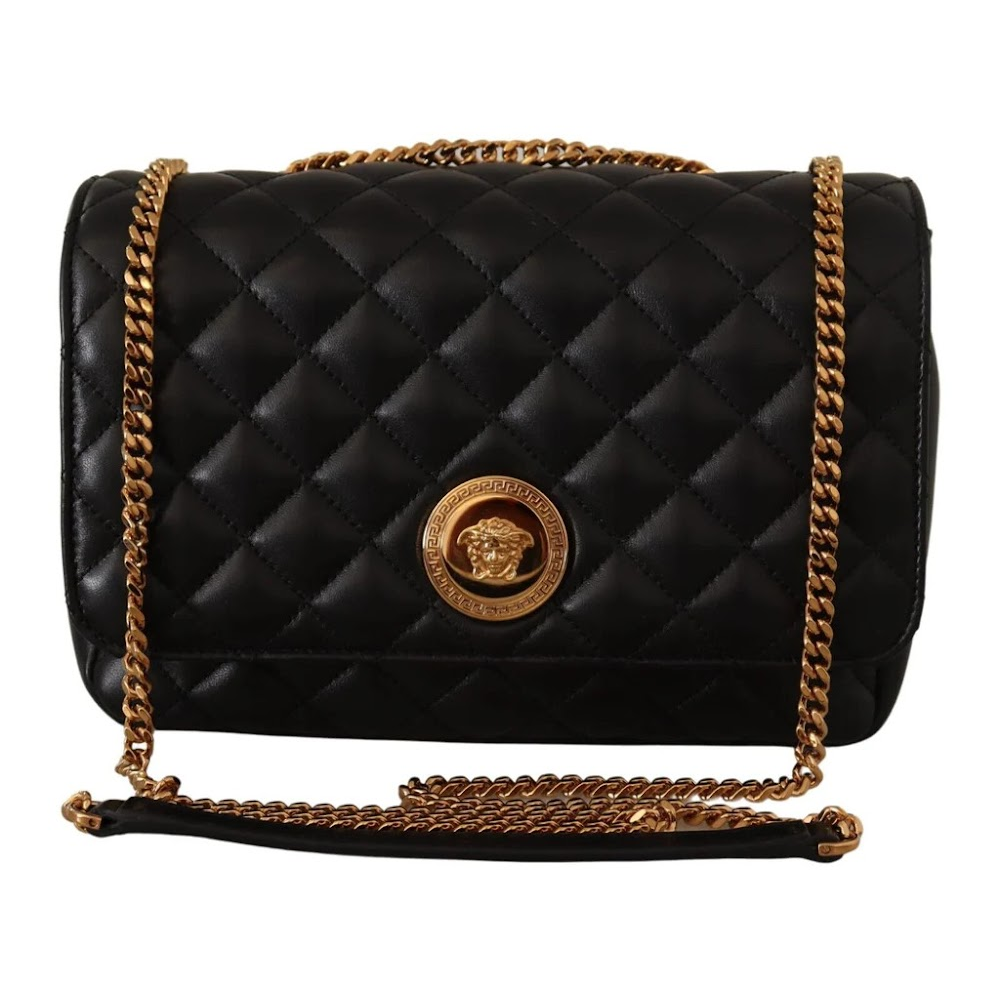 VERSACE Versace DBFI164S Black Shoulder Bag W Gold Medusa