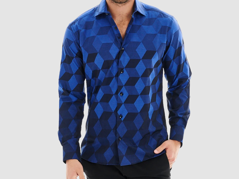 BERTIGO Blue Hexagon Shirt
