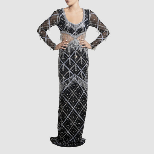 DIAMOND FOR EDEN Black Silver Long Dress