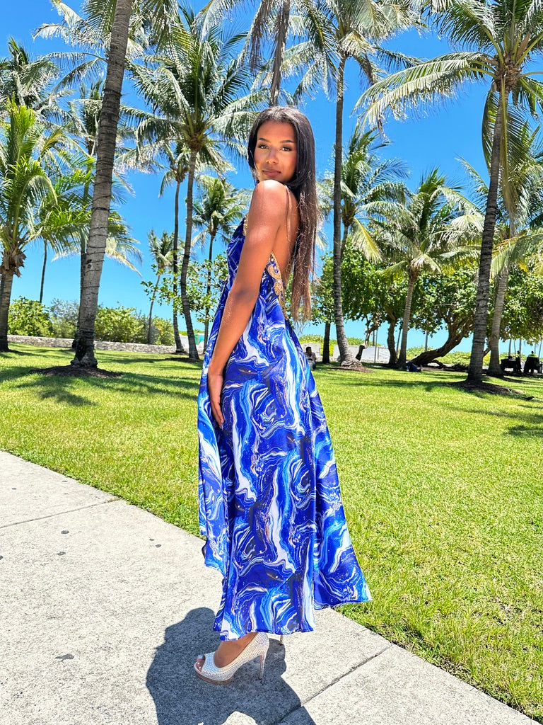Santorini Blue Marble Dress URock Couture Santorini Blue Marble Dress URock Couture