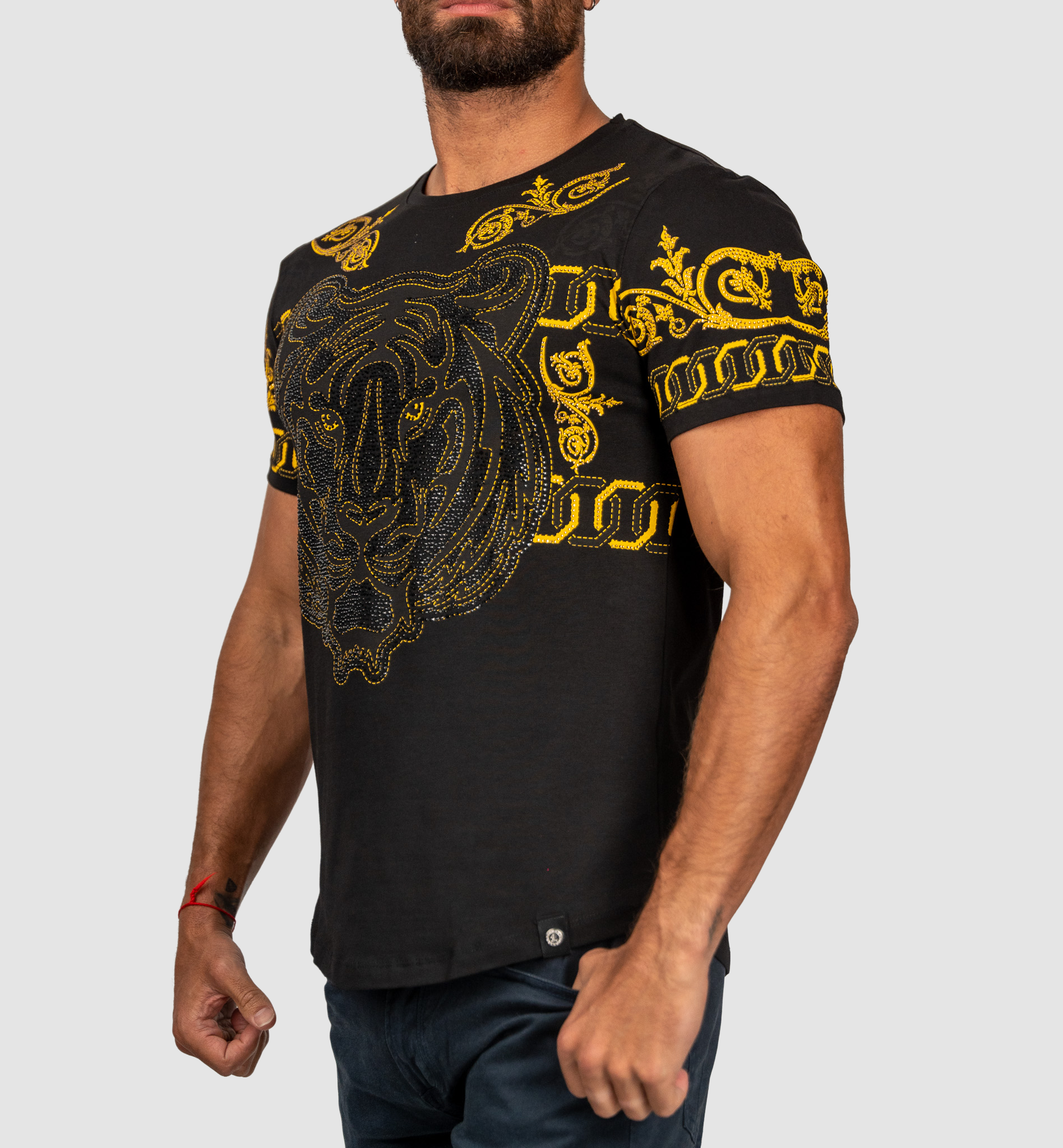 Caviar Dremes Black with Yellow Gold Lion Man T-Shirt