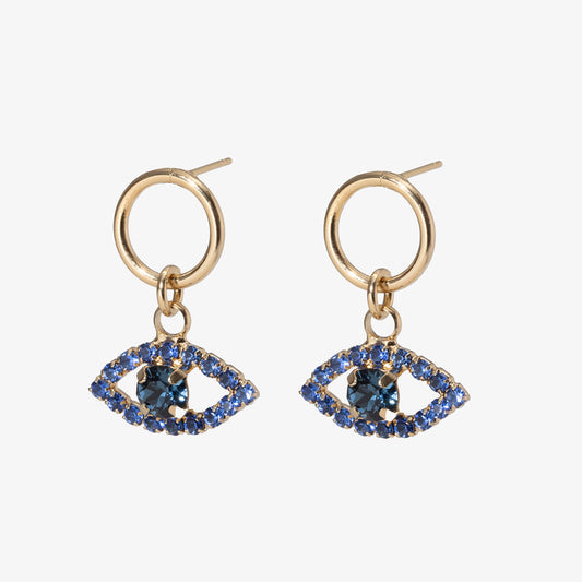 Evil Eye Blue Gold Earrings