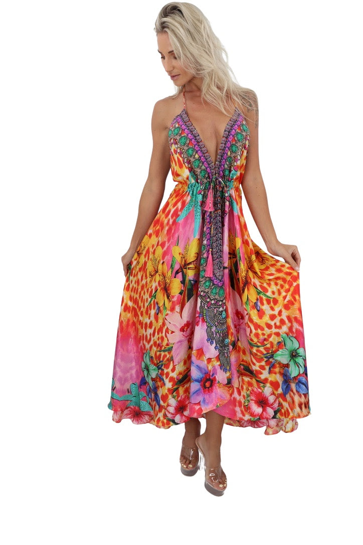 Cheetah Bouquet Maxi Dress