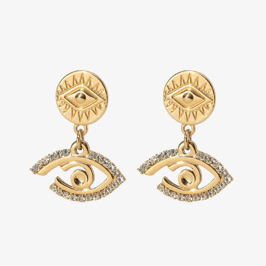 Golden Eye Clear Earrings