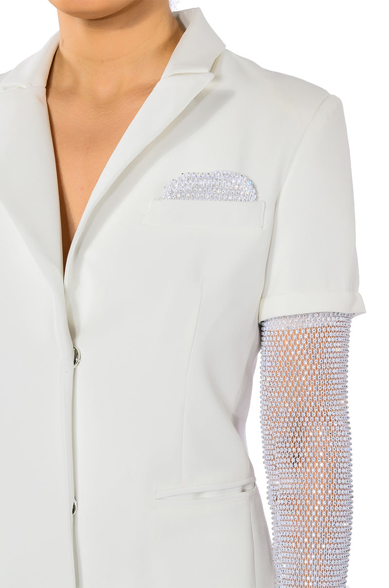 White 2025 mesh blazer