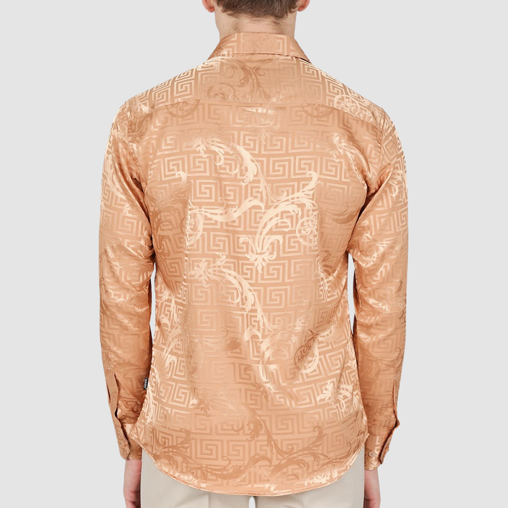 BARABAS Gold SilkY Jacquard Shirt