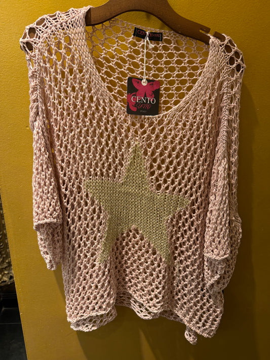 Baby Pink Gold Star Sweater
