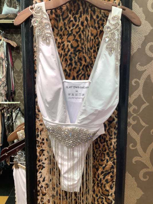 White Silver Sliving Swimsuit