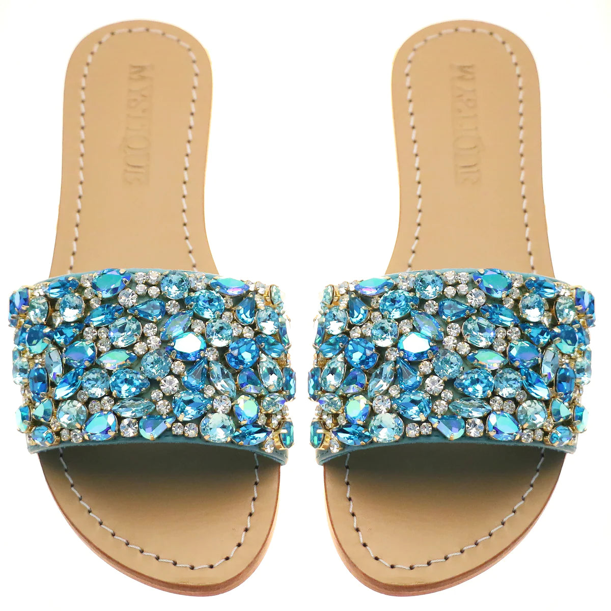 Akiihool Sandals Women Wide Summer Women's Beach Sandals Lady Shoes Bohemia  Diamond flip Flops Comfortable Boho Shoes (Brown,9)