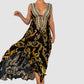 Casa Del Mar Baroque Black Slit Maxi Dress