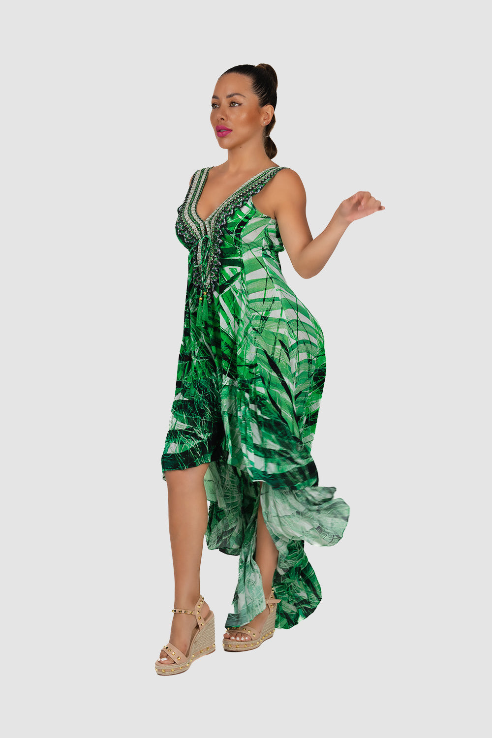 Casa Del Mar Green Palm 2C HI-LO Dress