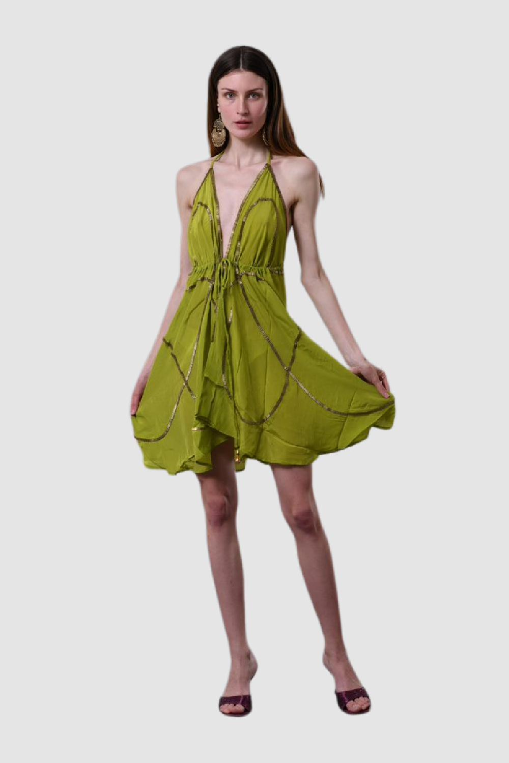 Jsquad Lime W Gold Short Dress