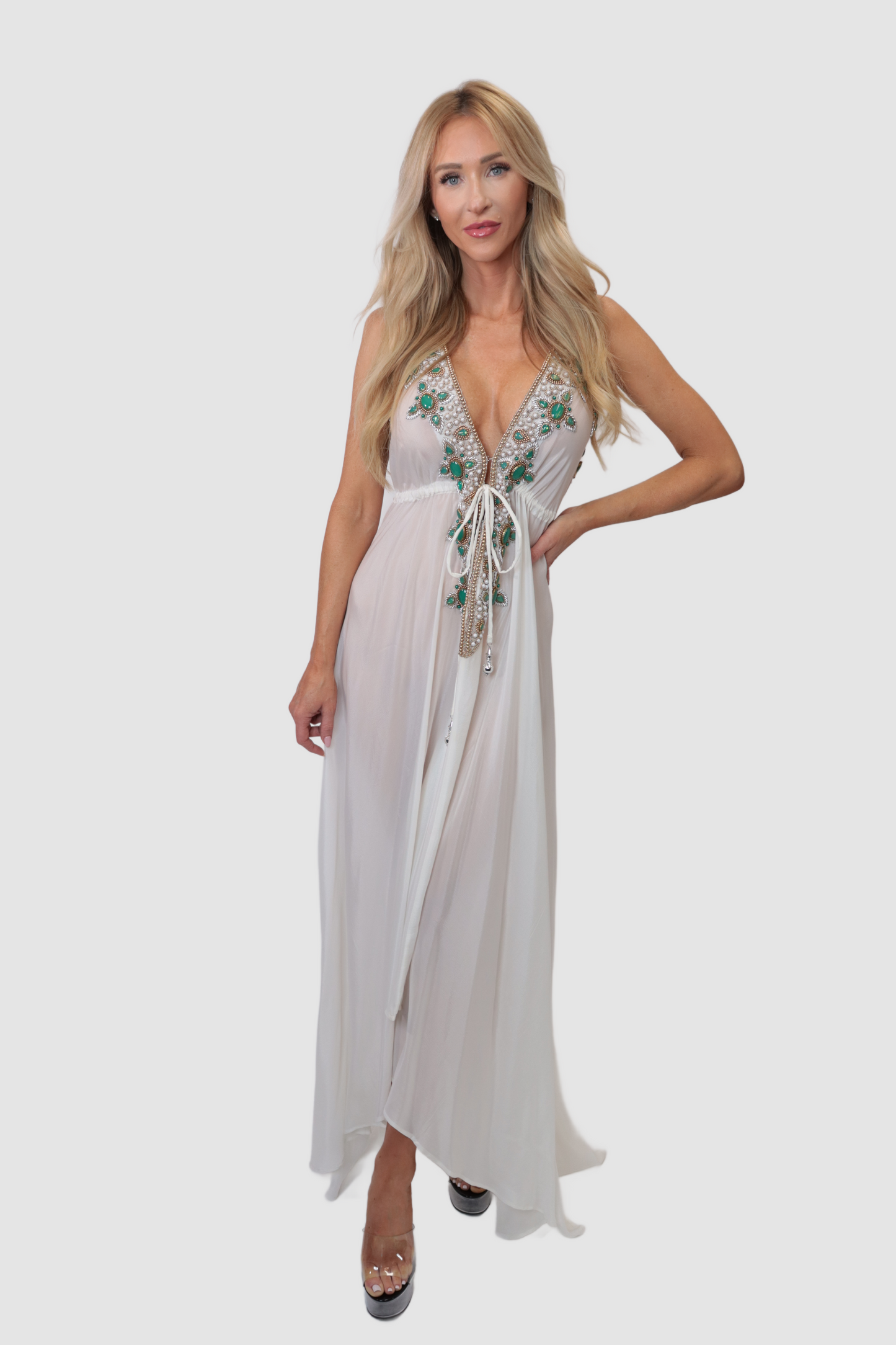 Capri White/Green Dress