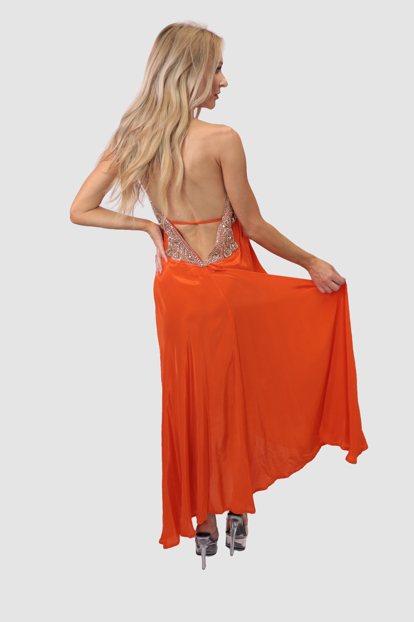 Casa Azul Marbella Orange Dress Back