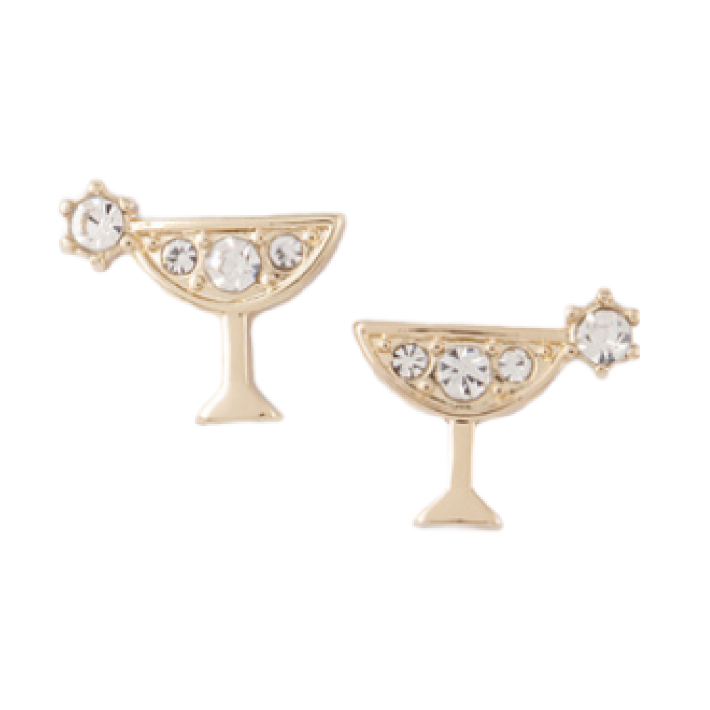 H & D Jeweled Martini Glass Earrings