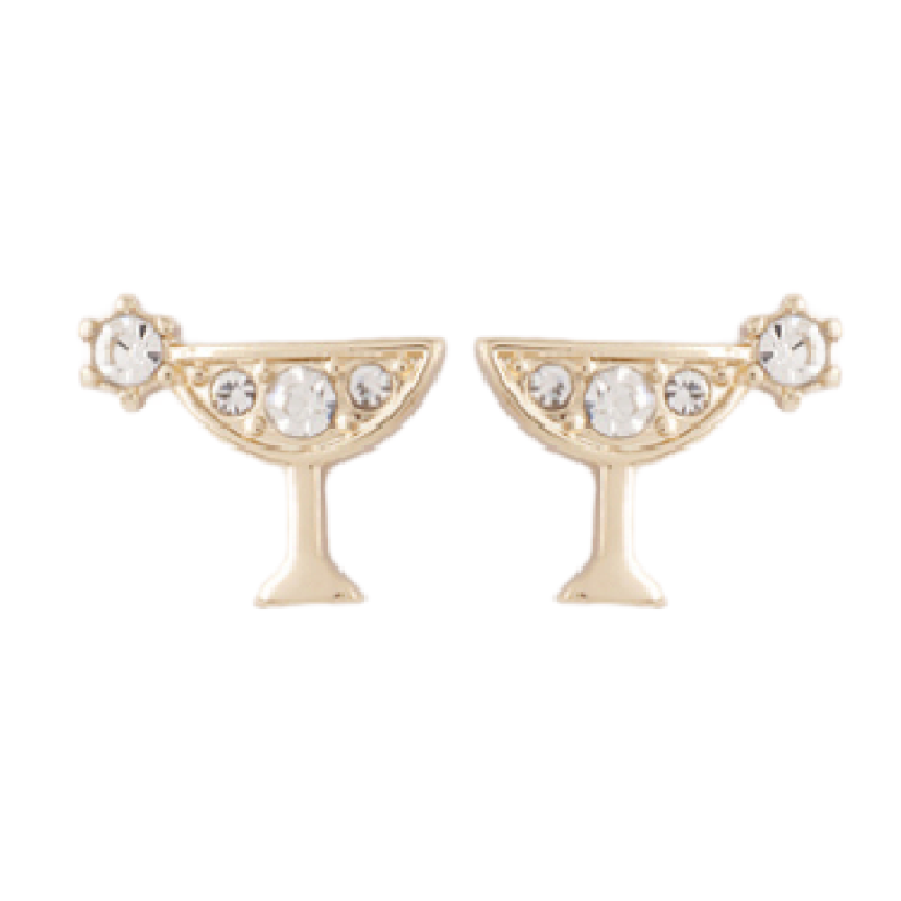 H & D Jeweled Martini Glass Earrings