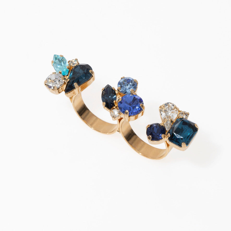 Blossom Blue Tones Gold Ring