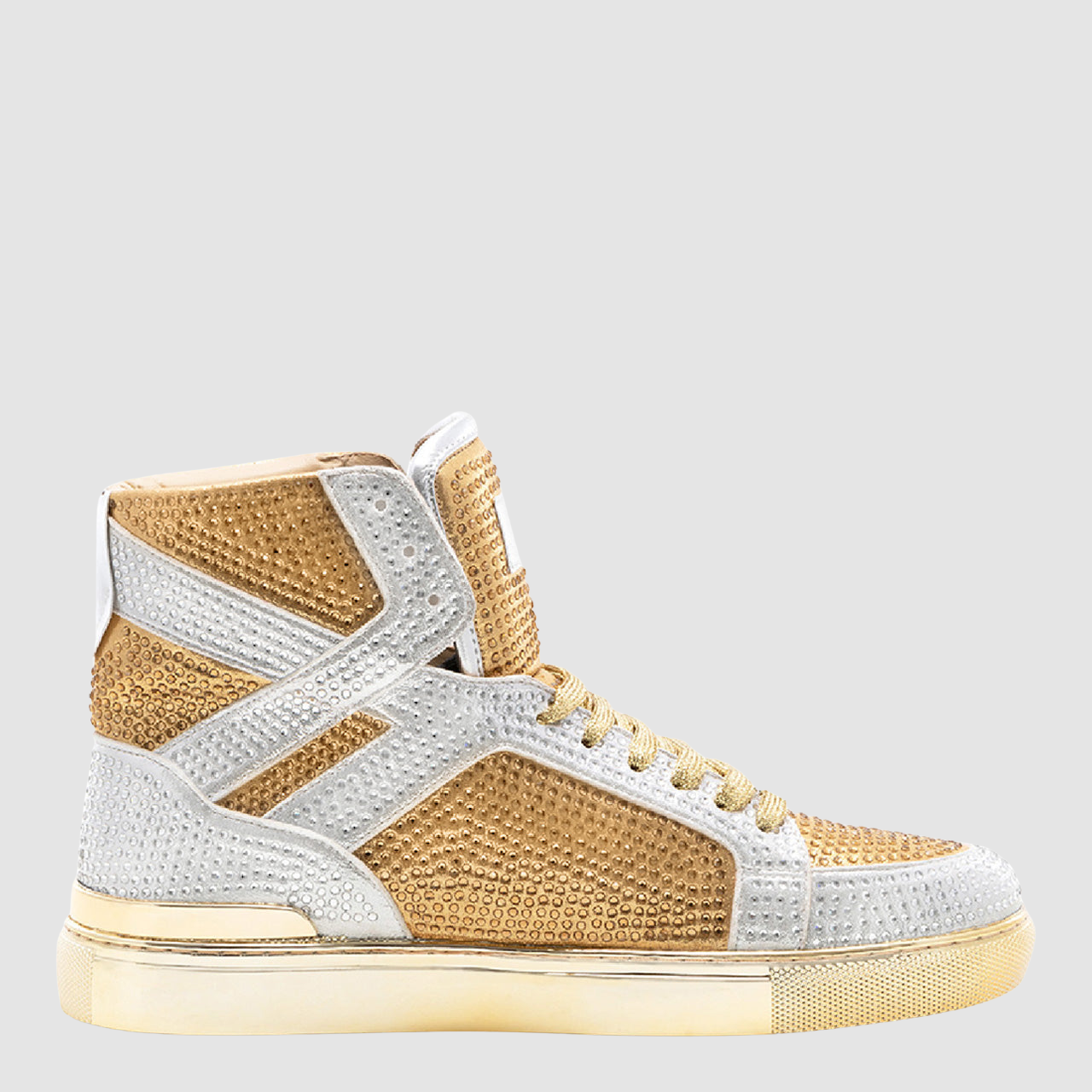 Gold-Silver Sneakers With Crystals