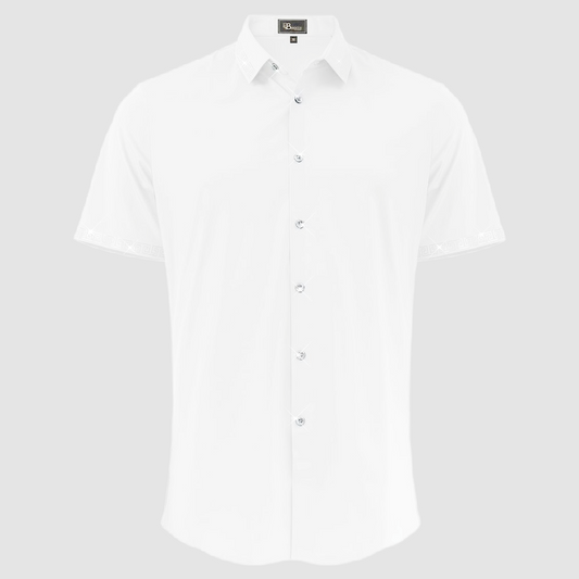 BAROCCO White/Silver Short Sleeves Shirt