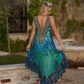 casa del mar turquoise multi print hi-low dress