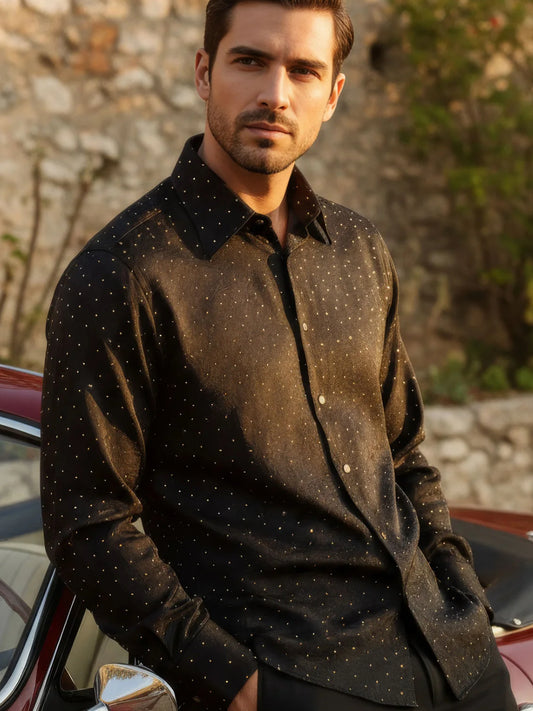 Black With Silver Rhinestones L/S Shirt