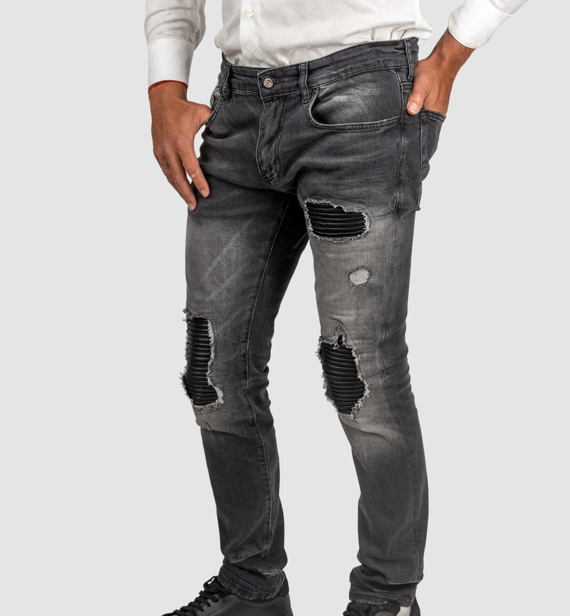 Black Patched Jeans – URock Couture - Main Image