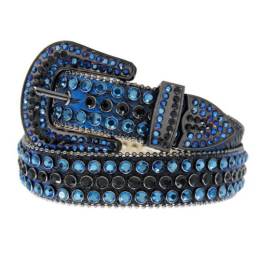 DNA PREMIUM WEAR Dna Premium Wear 172 Blue- Black 2 Toned Crystals Belt