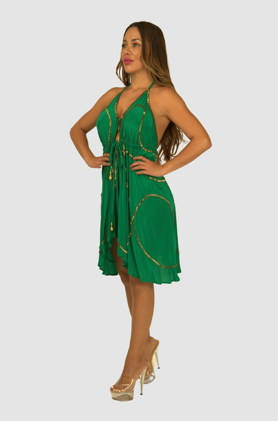 JSQUAD Emerald W Gold Dress