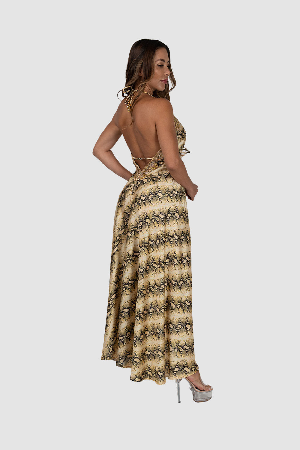 Jsquad Gold Snake Dress