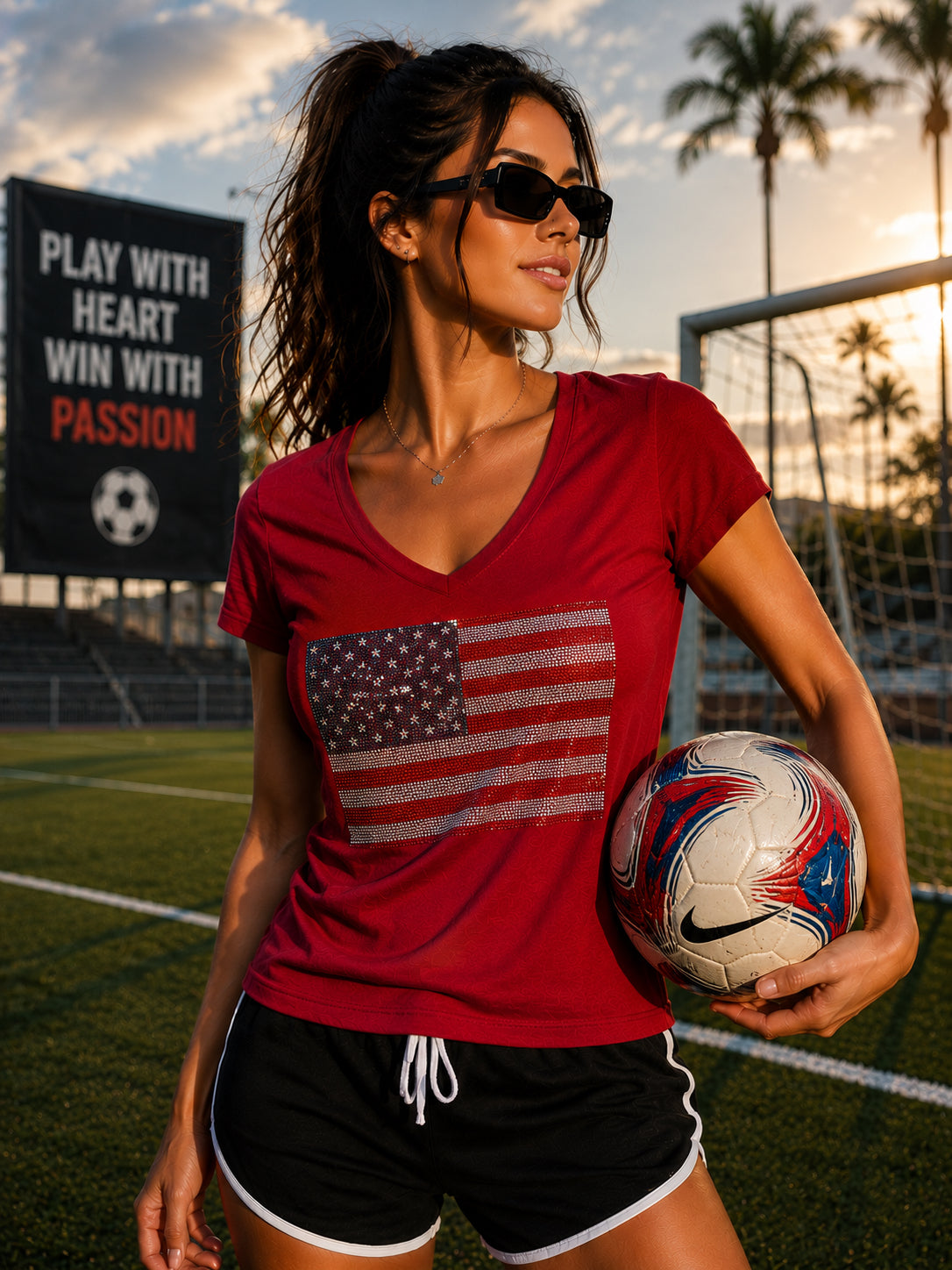 Red USA T-Shirt Women