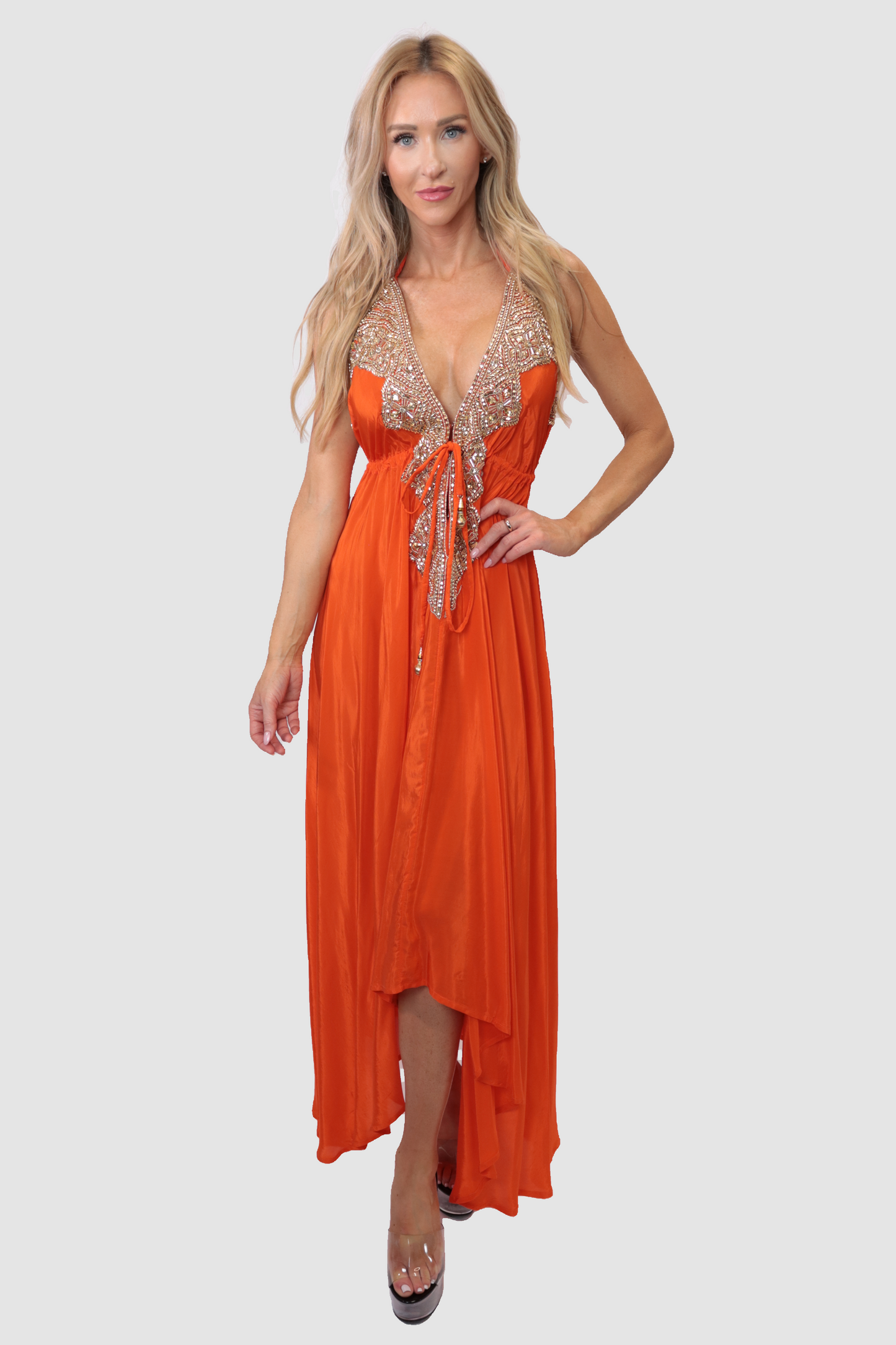 Casa Azul Marbella Orange Dress Front