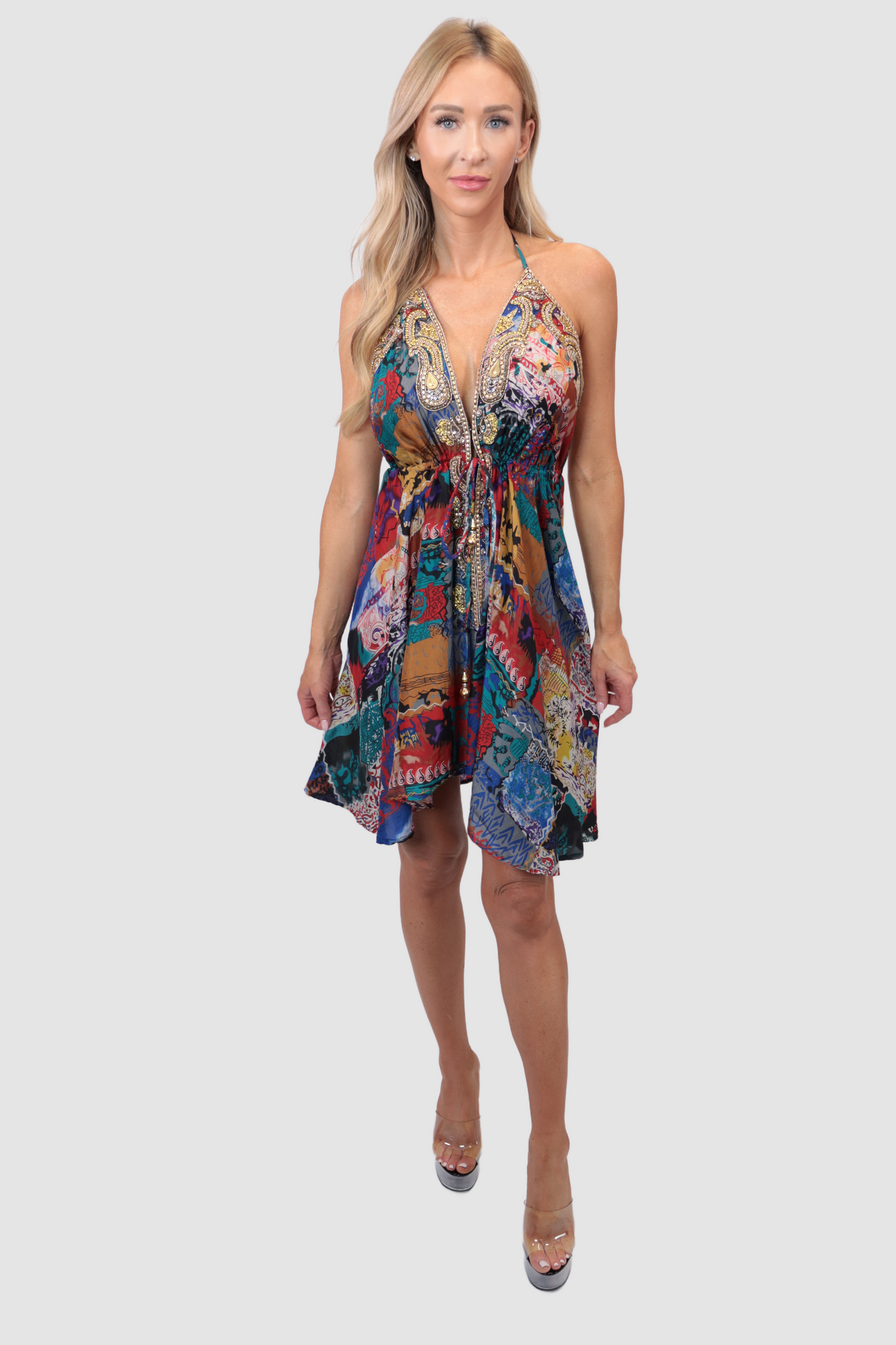 Santorini Multi Art Short Dress