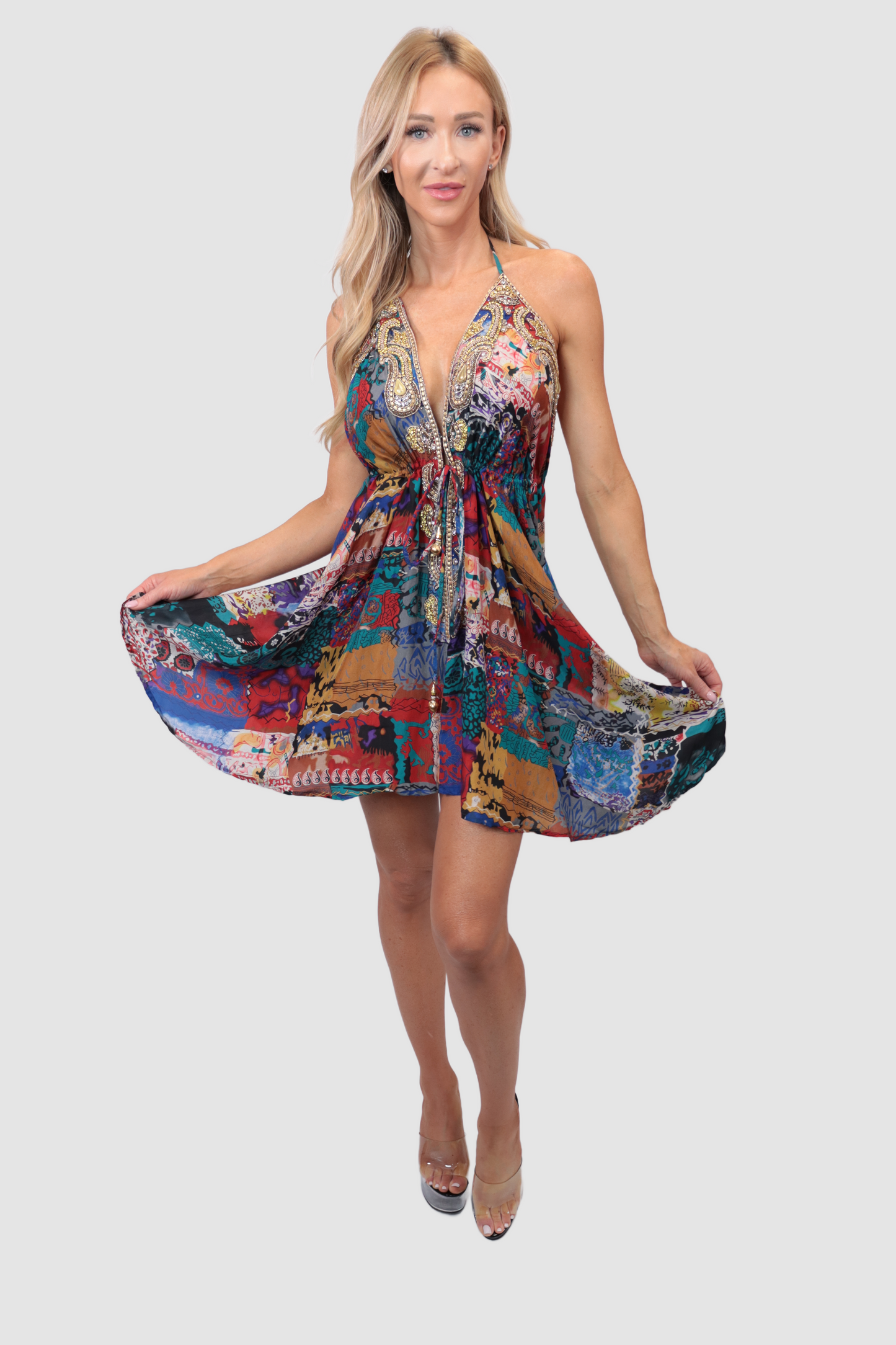 Santorini Multi Art Short Dress