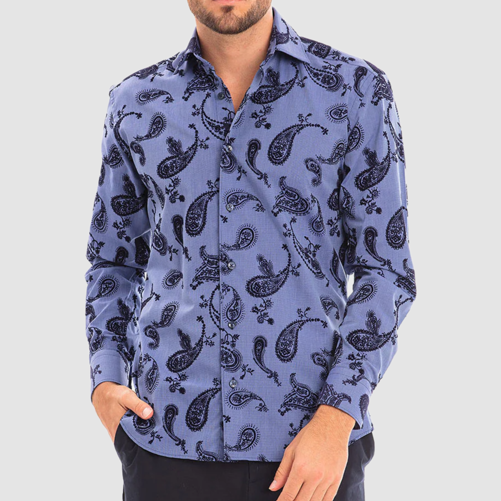 bertigo mens dress shirts STAR GRAFFITI SHIRT WHT / LS / 4XL