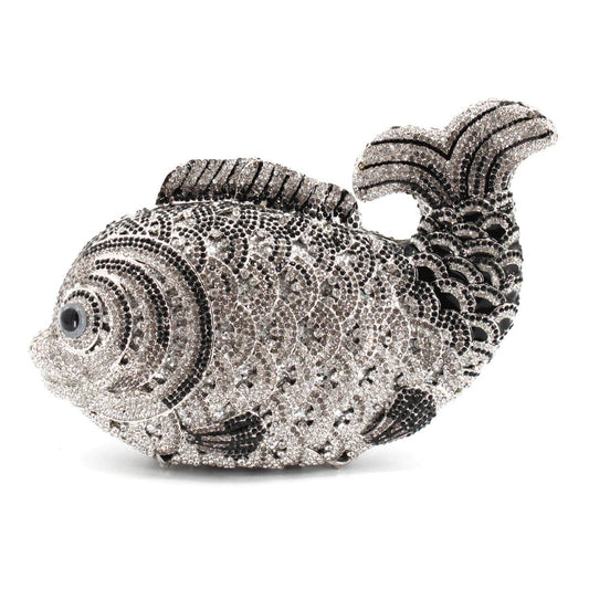 SAIGAOTE Silver/Black Fish Clutch
