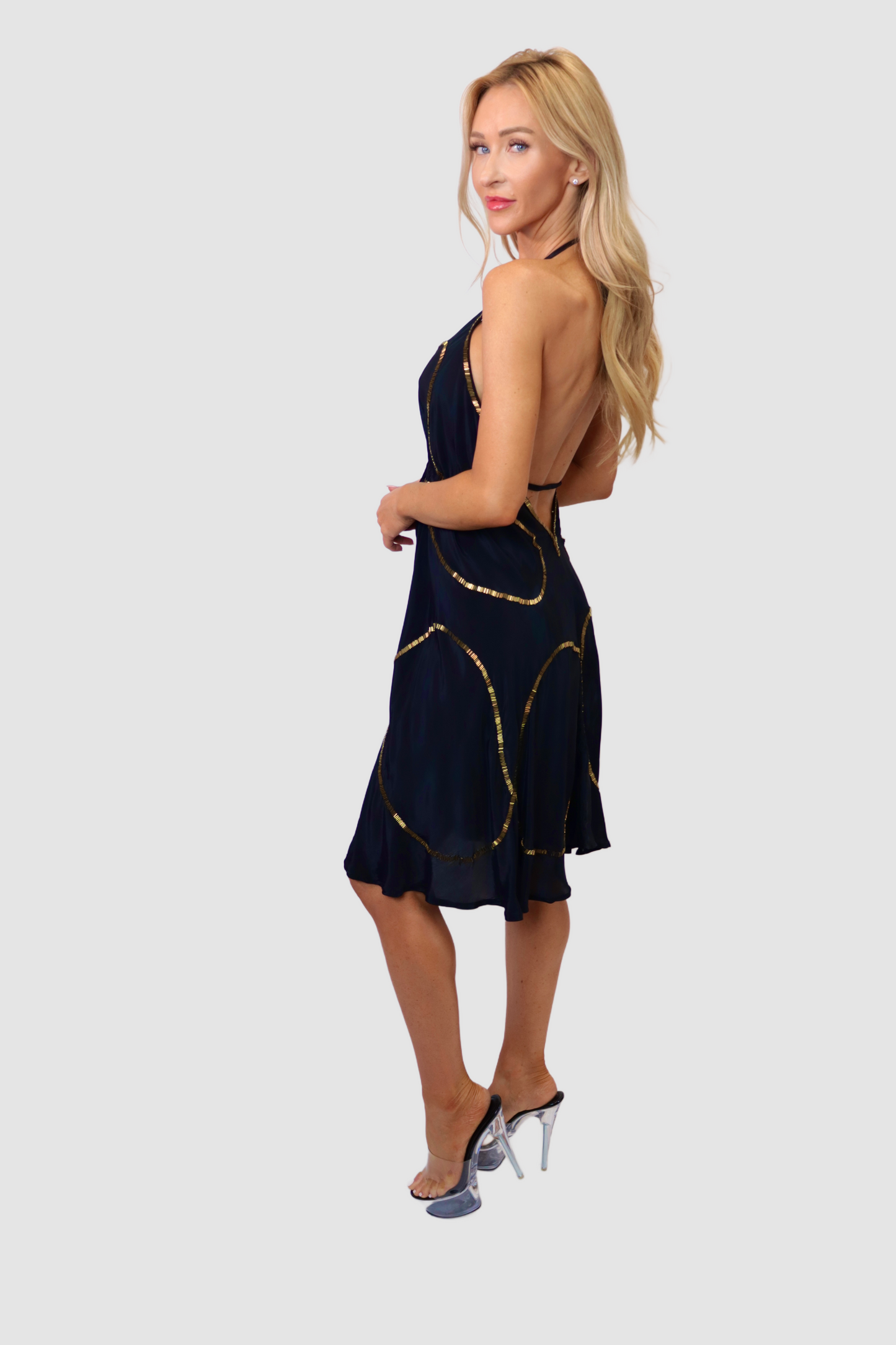 Tulum Black W Gold Short Dress