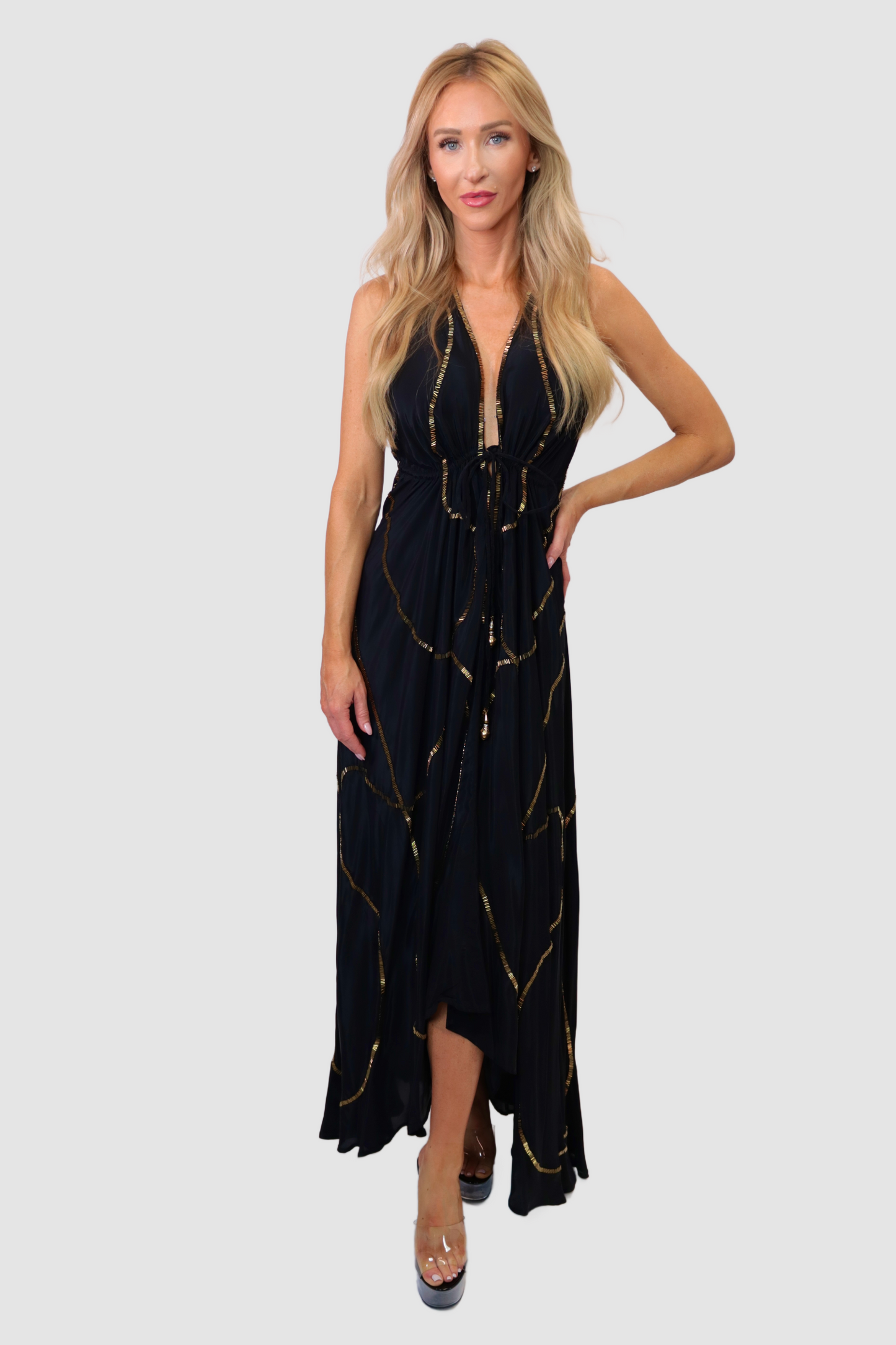 Tulum Black W Gold Dress