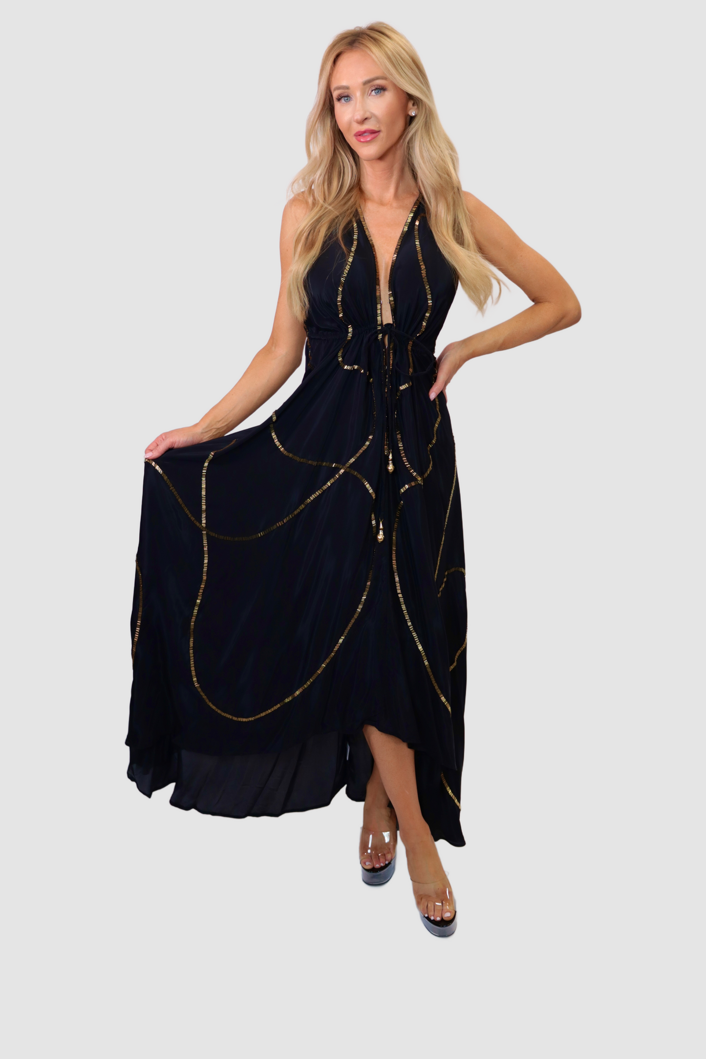 Tulum Black W Gold Dress