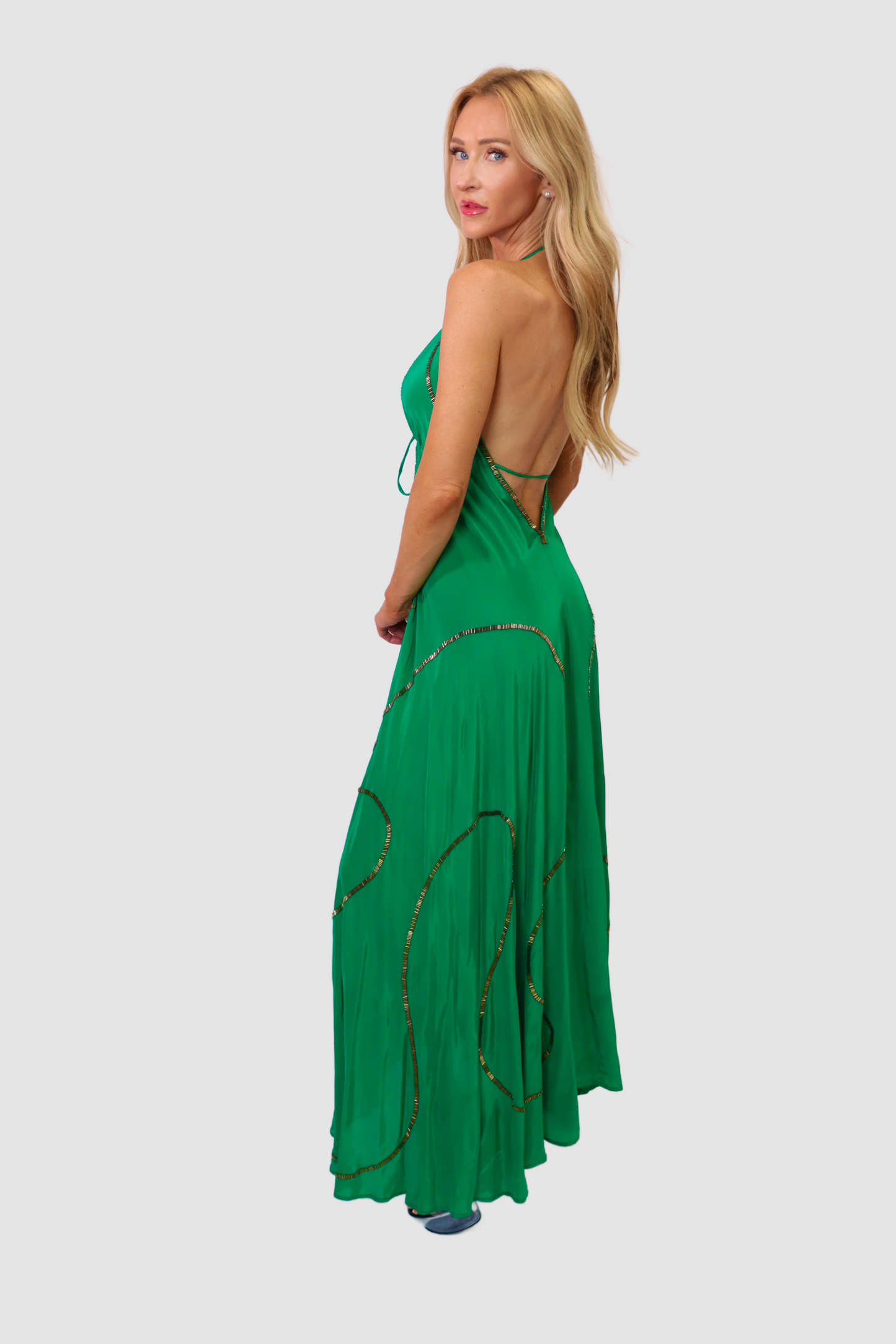 Tulum Emerald Green W Gold Dress