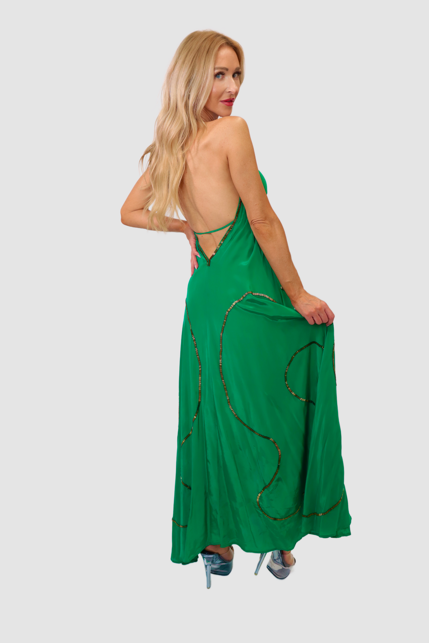 Tulum Emerald Green W Gold Dress