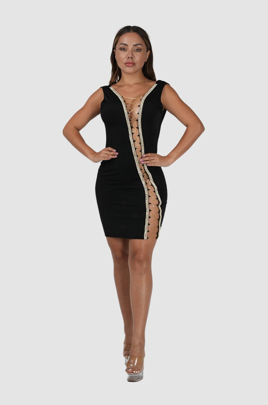 Tracy Black W Gold Crystal Trim URock Couture Tracy Black W Gold Crystal Trim URock Couture