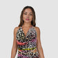 Vie Sauvage Top Renee New Multi Color Spotted Animal W Gold