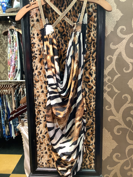 Madison Flaked Golden Animal Dress