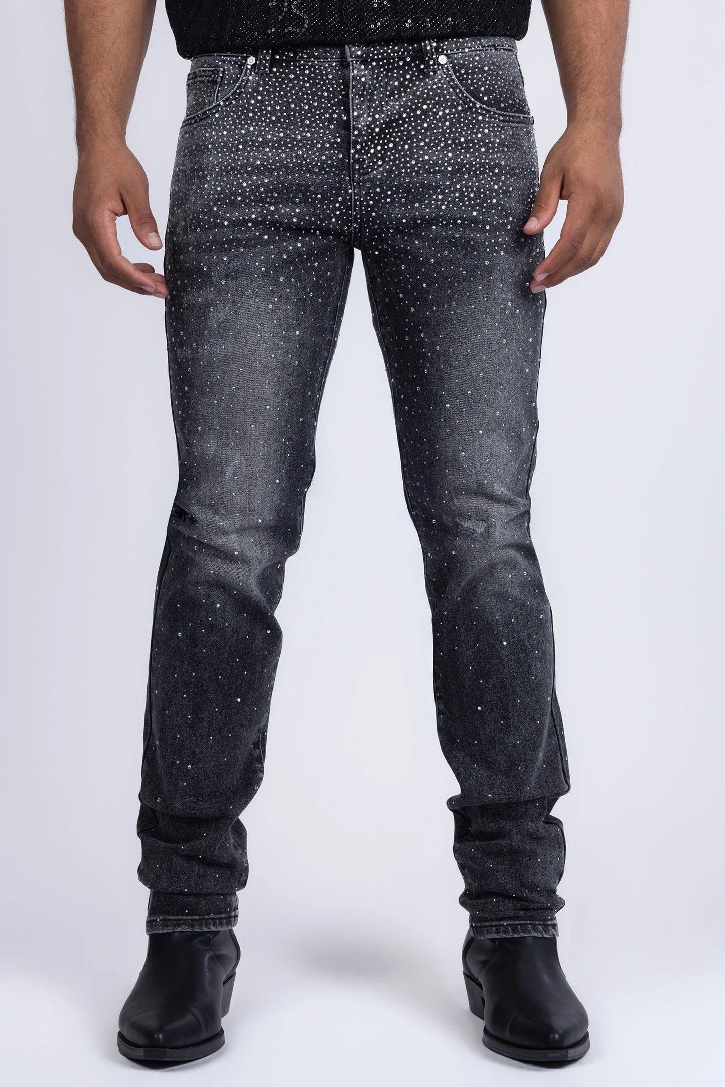 Black Denim w Crystals Jeans