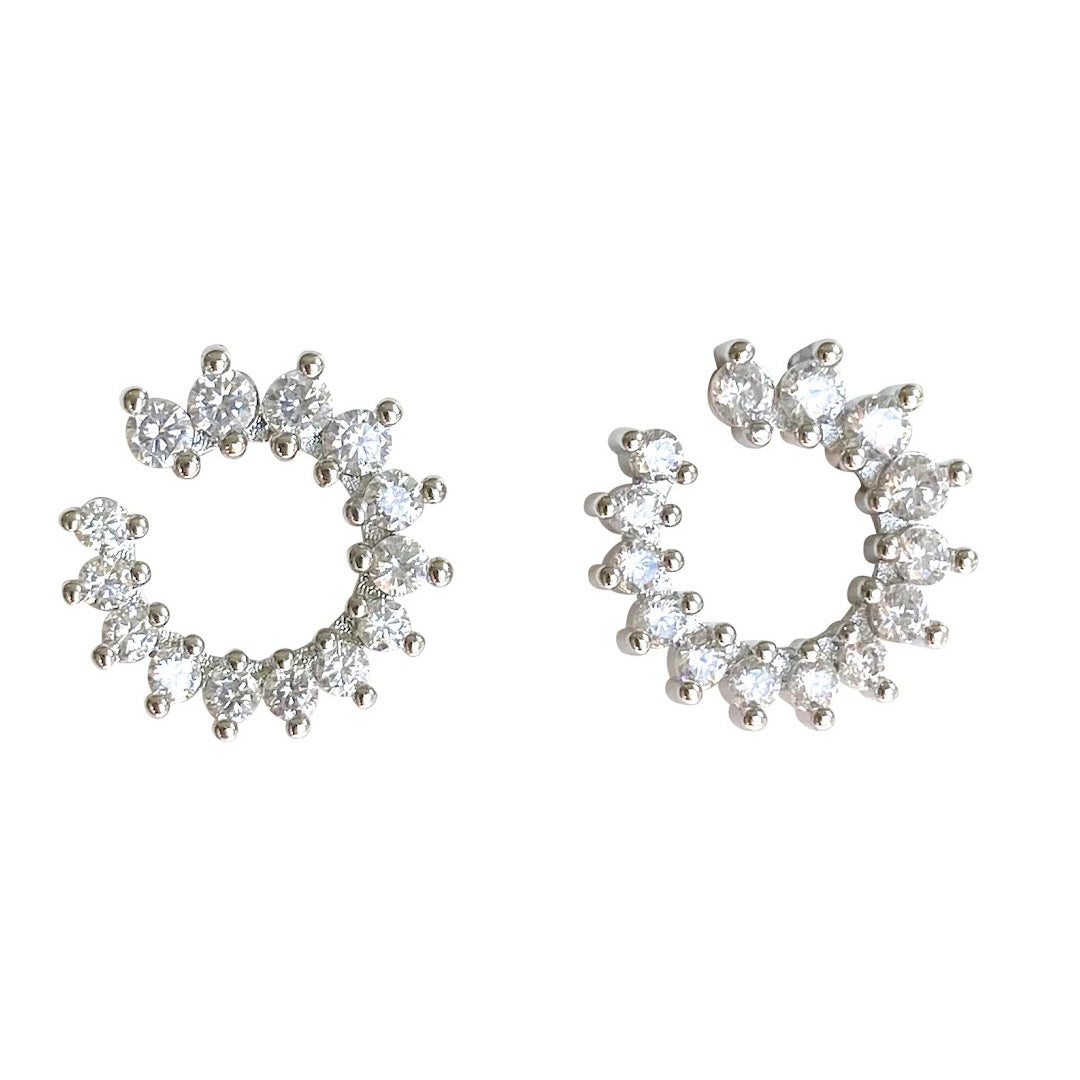 Multi Cluster Stud Silver Earrings