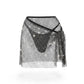 Black Crystal Clasp Mesh Skirt