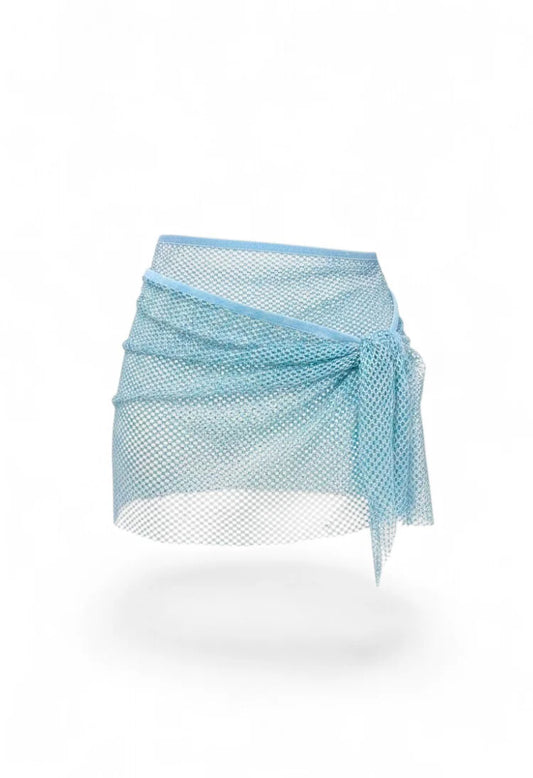 Turquoise Crystal Clasp Mesh Skirt