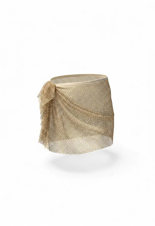 Gold Crystal Clasp Mesh Skirt