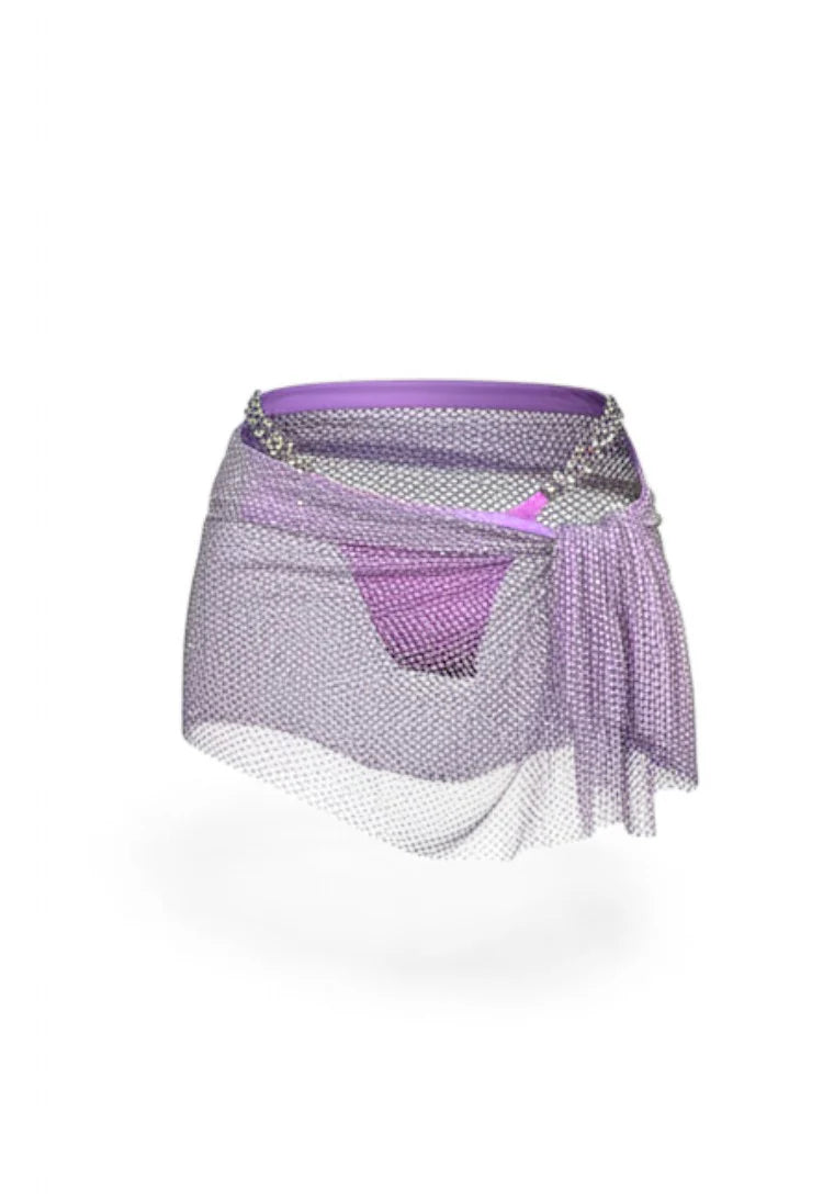 Lavender Crystal Clasp Mesh Skirt